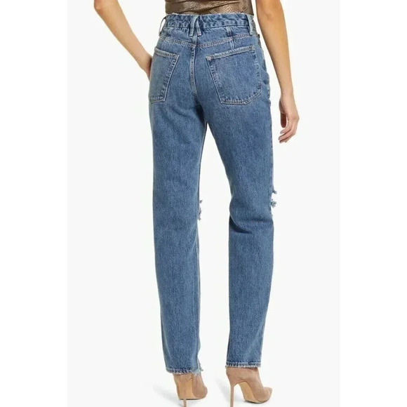 Good American Good 90s Ripped Slim Fit Straight Leg Jeans in Indigo016 Size 28 - Picture 2 of 16